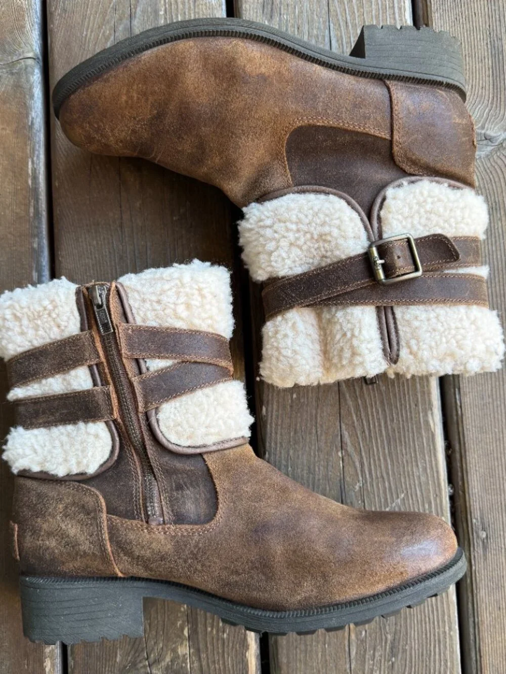 UGG Blayre III Chipmunk Waterproof Leather Fur Cuff Ankle Boots Women's 9/EU 40